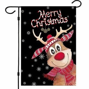 Merry Christmas Peppermint Stripe Reindeer Holiday Garden Flag Brand New